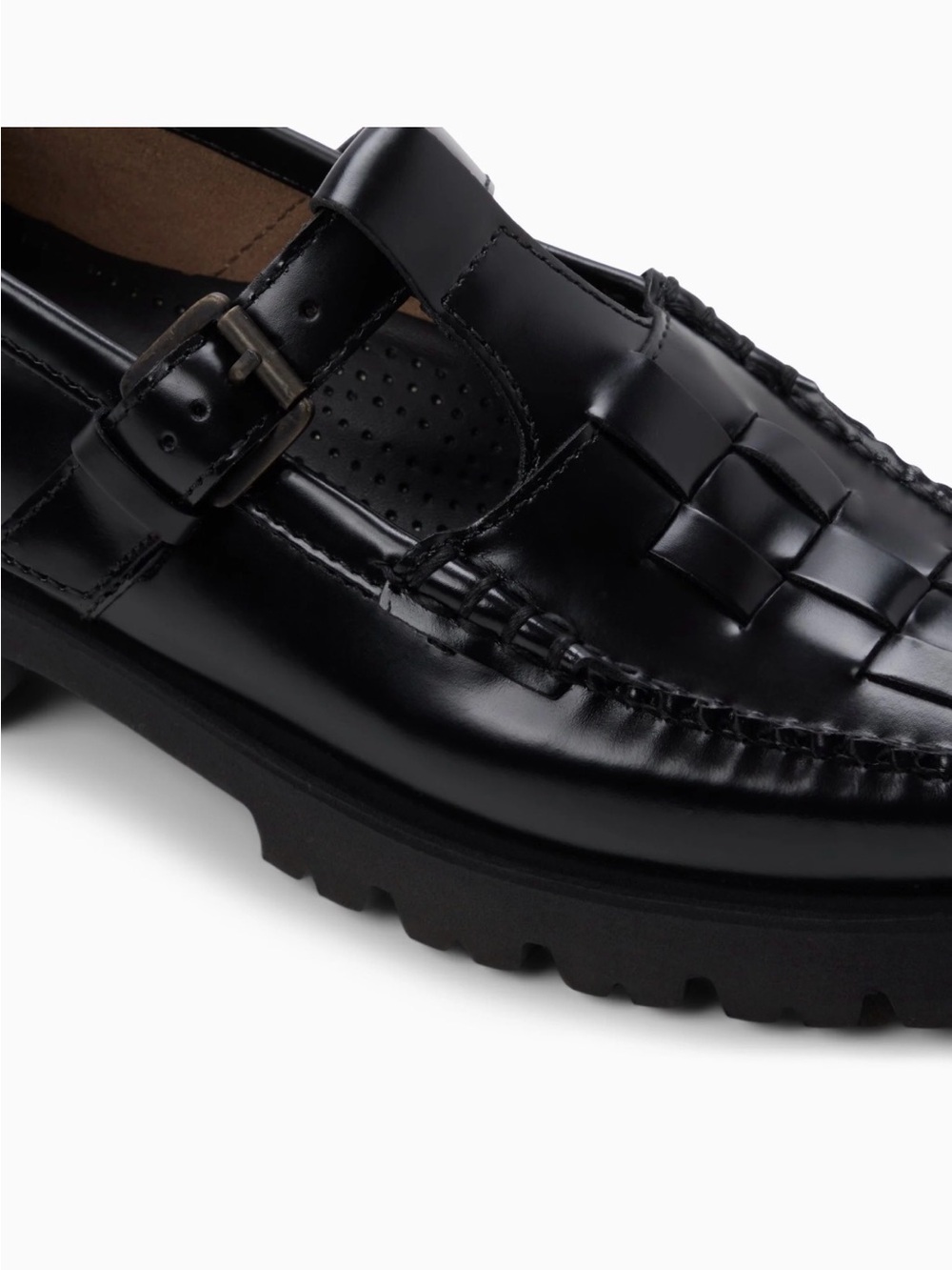 G.H. Bass & Co. Black Lug-Sole Fisherman Mary Jane Loafer - Picture 4 of 7